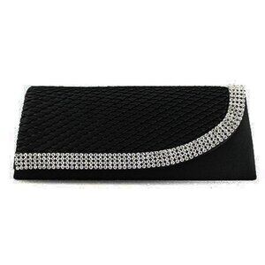 Black Clutch Handbag with Silver Crystal